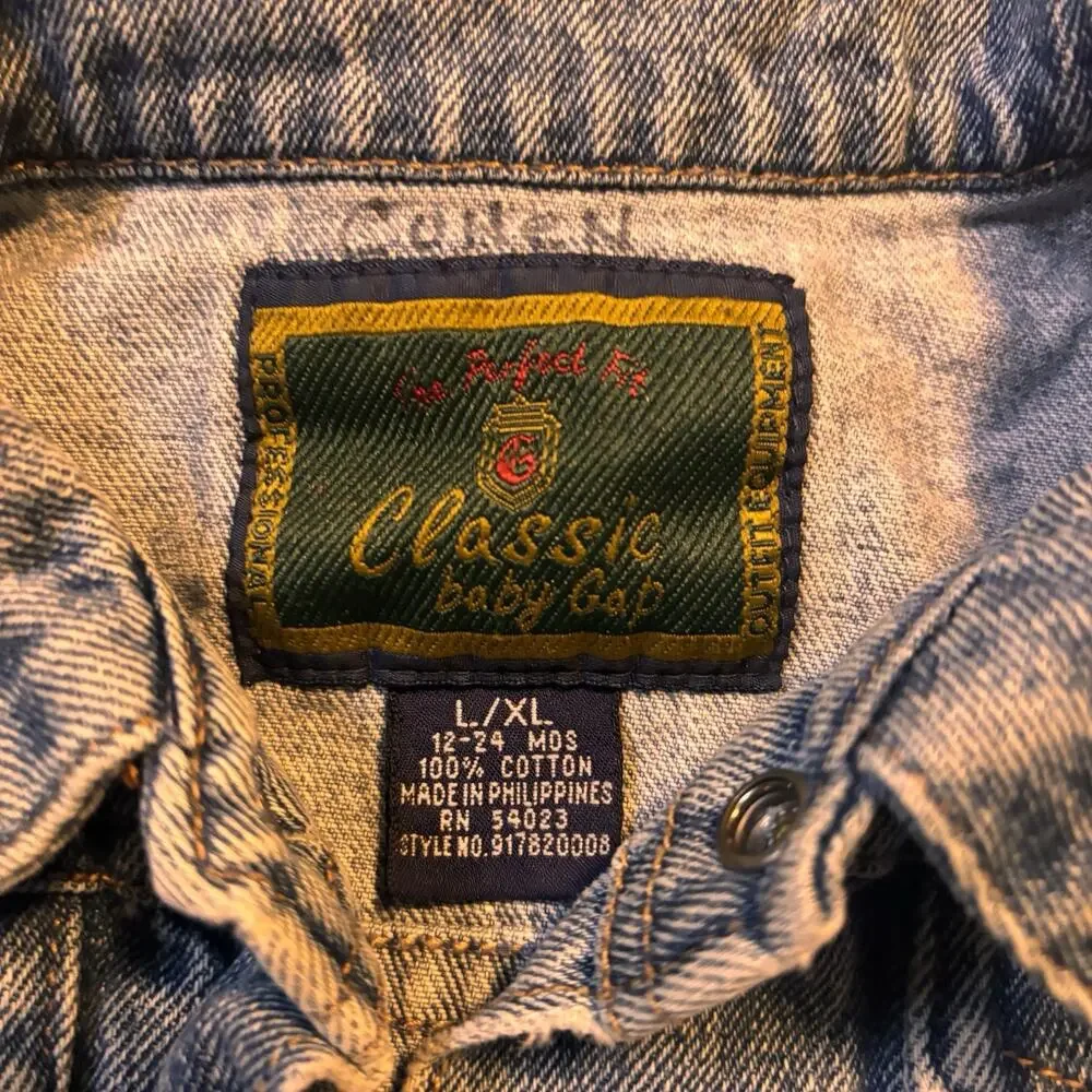 Vintage Baby Gap Denim Jacket L XL 12-24 Months Blue Jean Trucker USA Style
